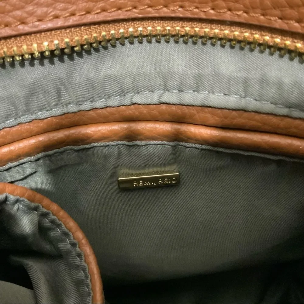 Anthropologie Remi And Reid Vegan Leather  Brown  Crossbody Bag top zip